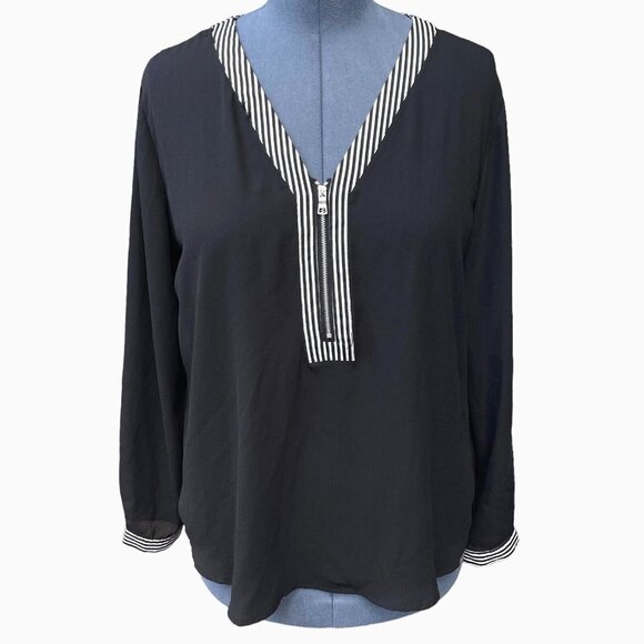 NOTATIONS Silky Black Career Blouse Women's 2XL (18-20) V-Neck Business‎ Casual - Picture 1 of 15